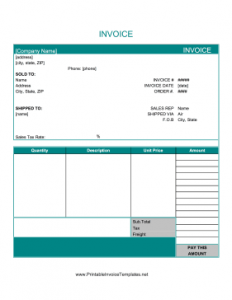 Free Online Printable Basic Invoice Template