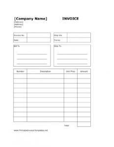 Free Printable Billing Invoice Template