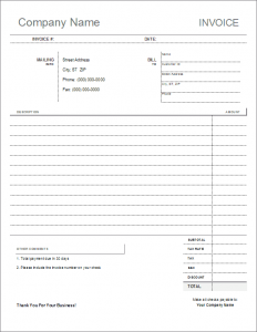 Printable Free Blank Invoice Template