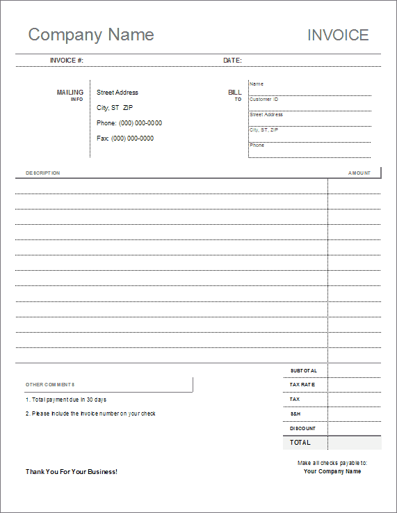 Printable Free Invoice Templates The Grid System