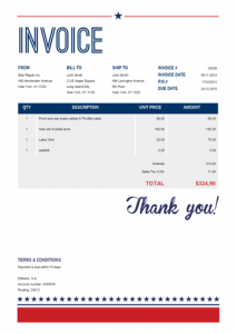 Printable Bordered Invoice Template