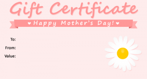 Printable Mothers day gift certificate