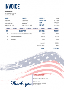 Printable Free Stars and Stripes Invoice Template