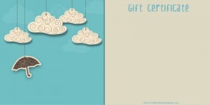 Printable Umbrella and Clouds Gift Certificate 