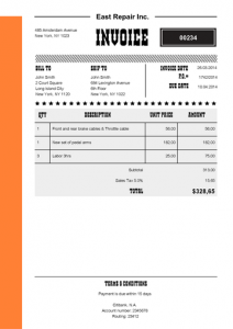 Free Printable Western Orange Invoice Template