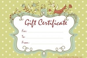 Brown Bird Gift Certificate