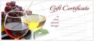 Printable wine and cherries gift certificate