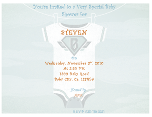 Free Blue Onesie baby shower invitation template