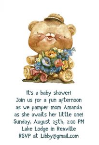 Free Brown bear baby shower invitations