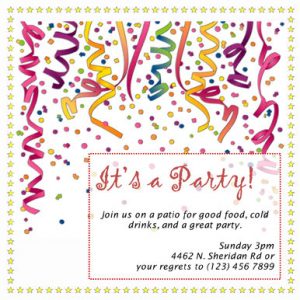 Free Colorful Streamers party invitation template