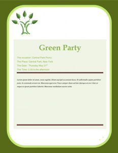 Free Eco theme party invitation