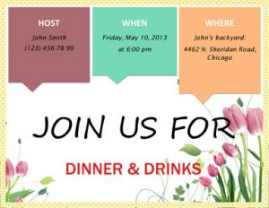 Free Garden tulips party invitation template