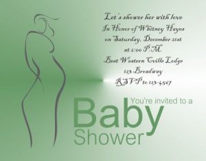 Free Green woman baby shower invitation template