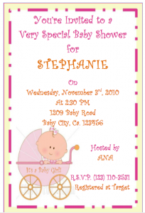 Free Pink crib baby shower invitations