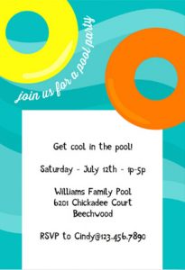 Free Pool Party invitation template