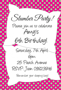 Free Slumber Party invitation preview