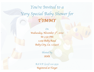 Free Stork and baby giraffe baby shower invitation template