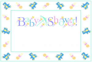 Free Teddy bear border baby shower invitation