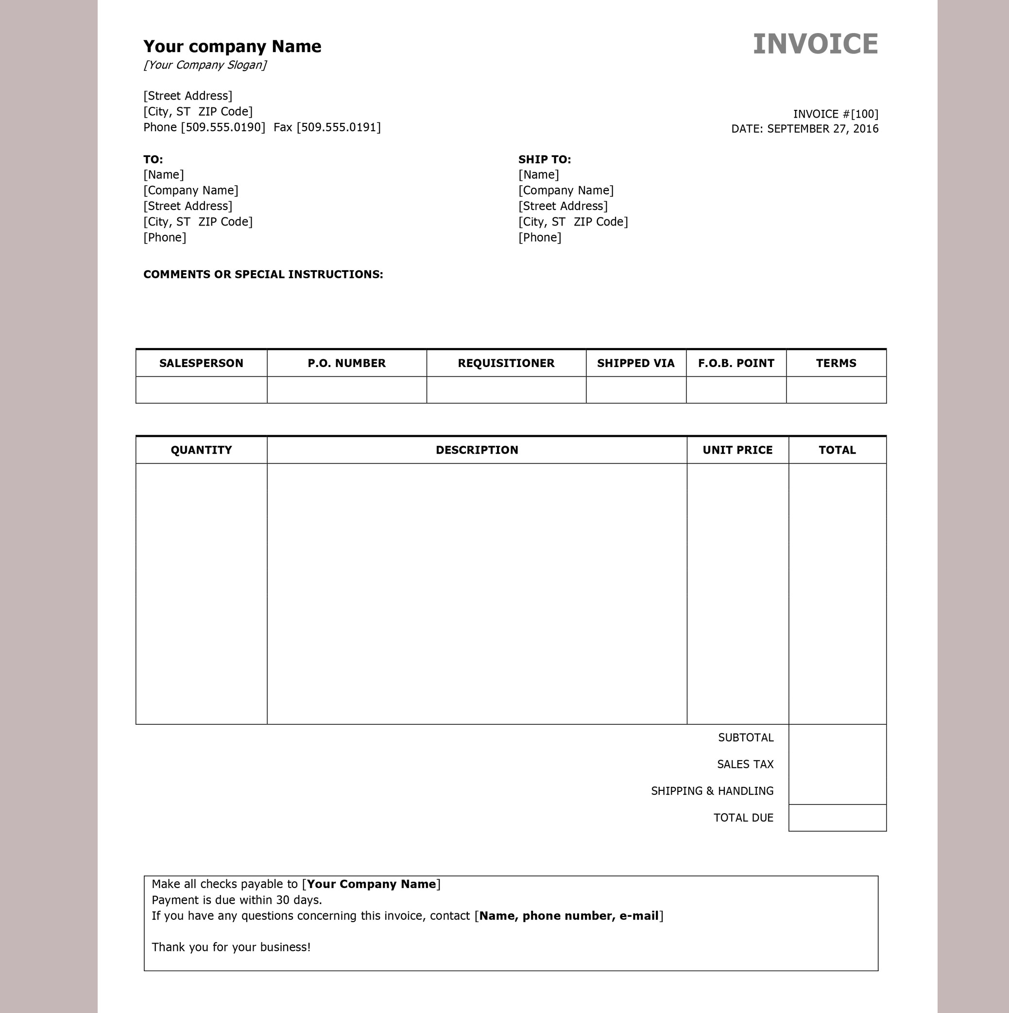 Free Invoice Templates By Invoiceberry The Grid System