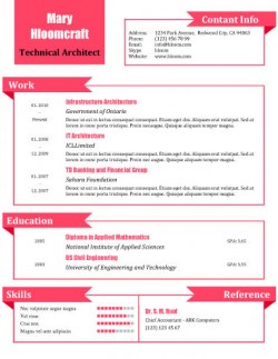 Pink resume template